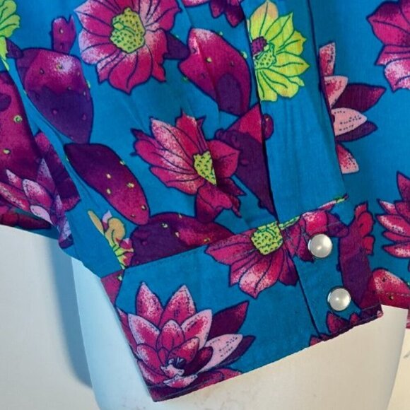 Roper NWT SZ XL Floral Cactus Print button front Western Shirt Ranch Rodeo Boho - Picture 5 of 13